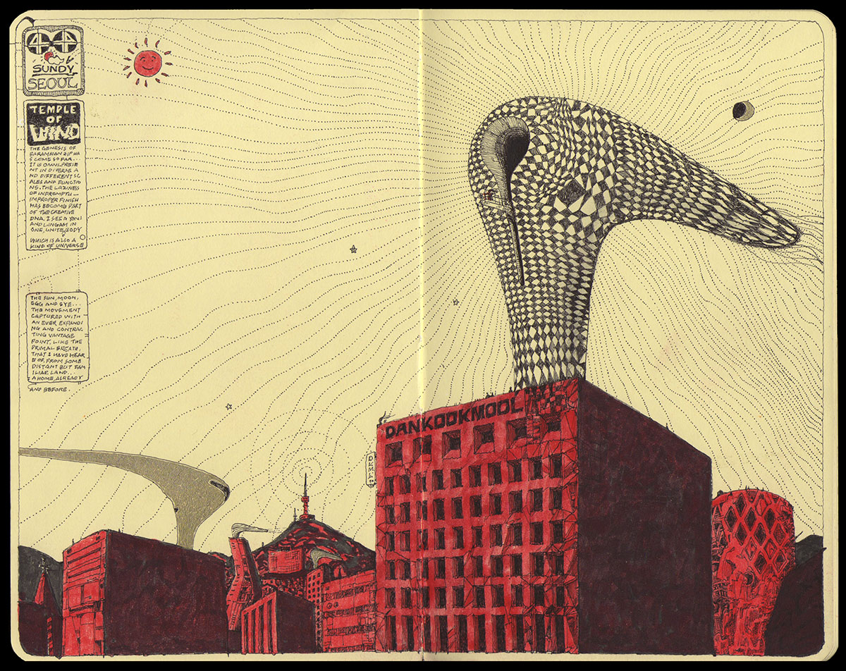 Moon Hoon puts a weird ’’avant-garde’’ piece on wind houses hovering on Jeju Island