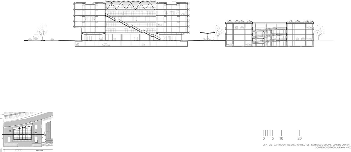 Dietmar Feichtinger Architects completed Headquarter Lille Métropole Habitat in Tourcoing, France