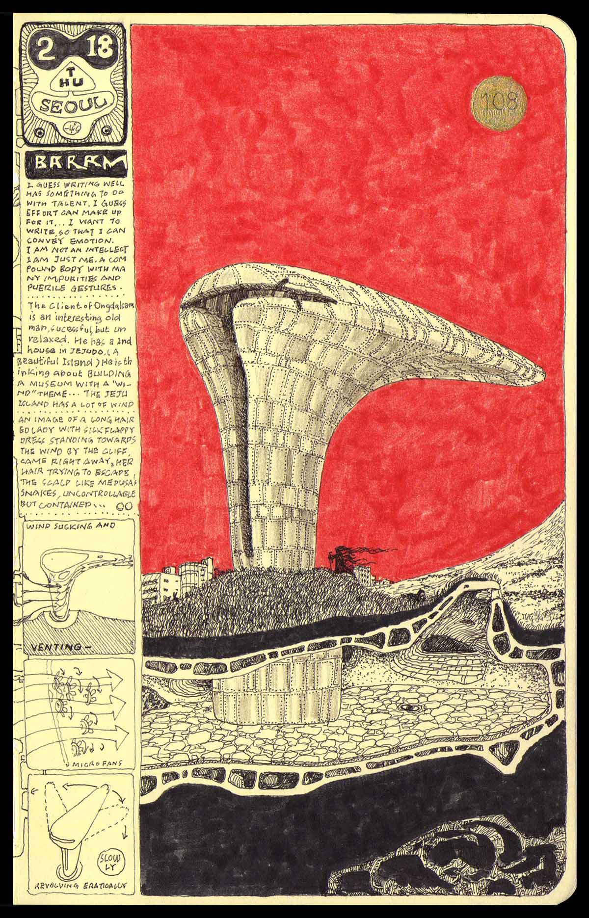 Moon Hoon puts a weird ’’avant-garde’’ piece on wind houses hovering on Jeju Island