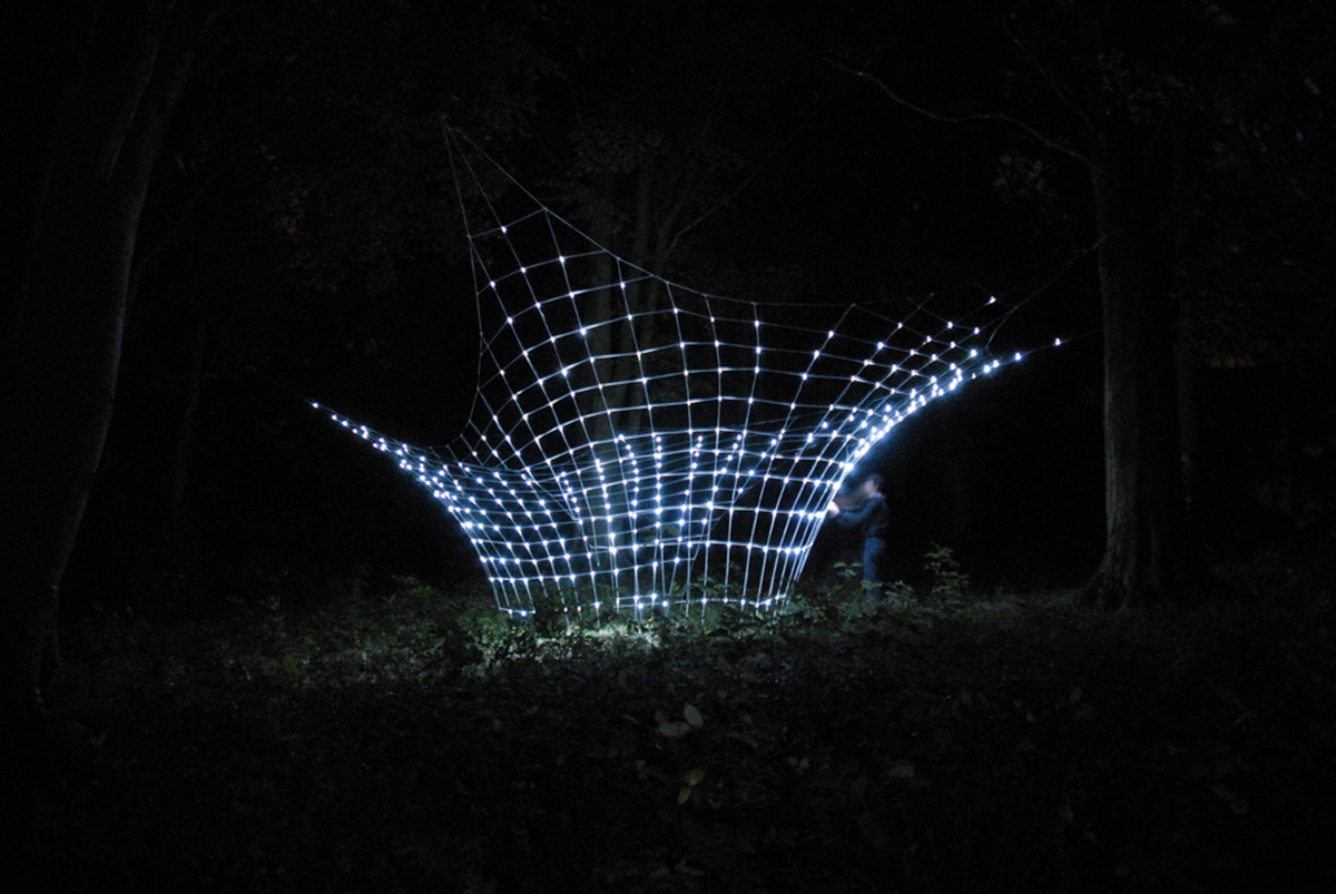 Resonet creates a web structure from LED modules for Beijing Design Week