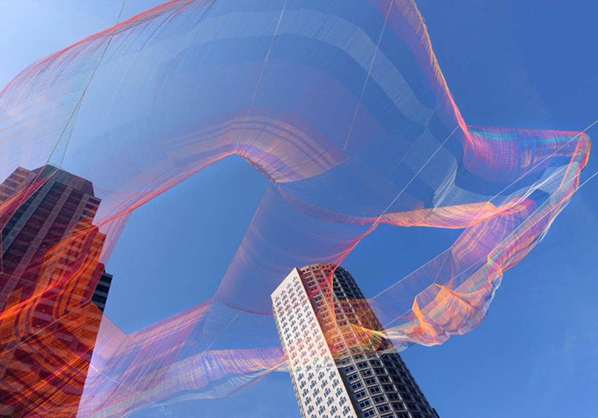 Janet Echelman suspended a monumental sculpture on Boston&rsquo;s Rose Kennedy Greenway