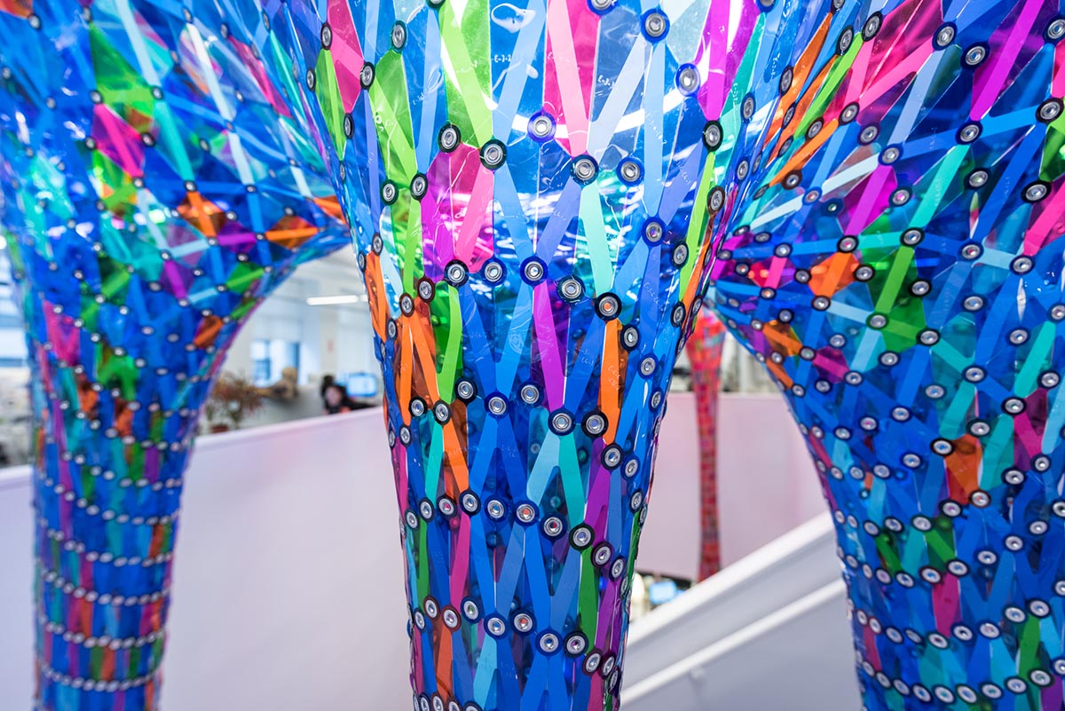 SOFTlab designs a percolating 3D stained glass installation for Behance New York office