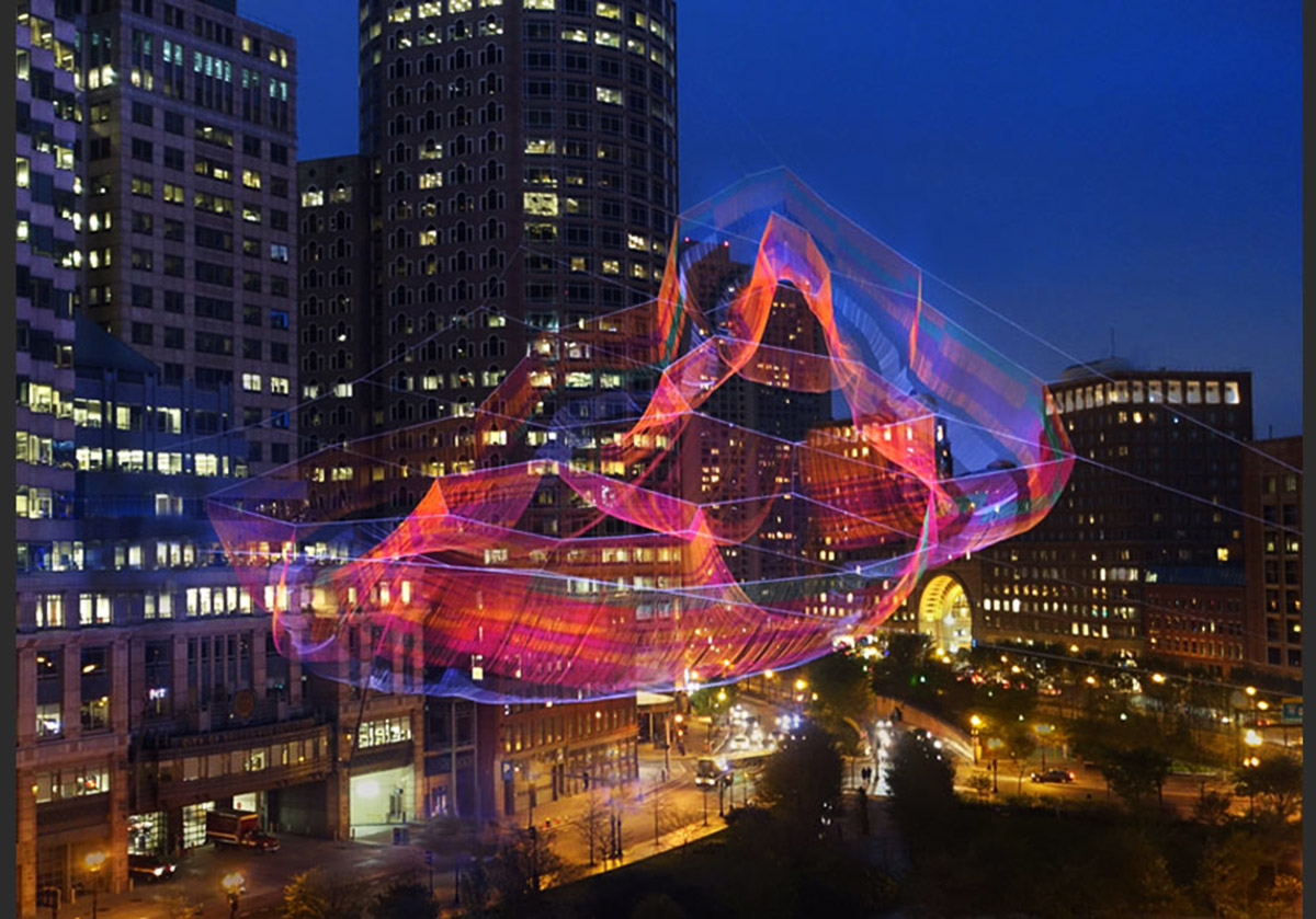 Janet Echelman suspended a monumental sculpture on Boston&rsquo;s Rose Kennedy Greenway