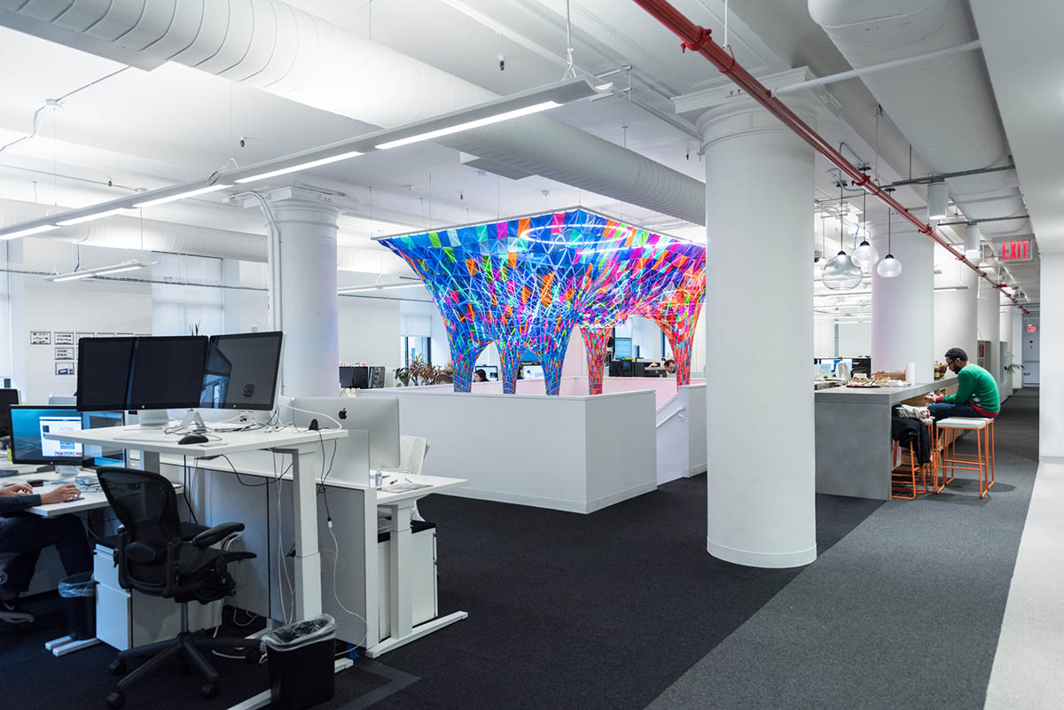 SOFTlab designs a percolating 3D stained glass installation for Behance New York office