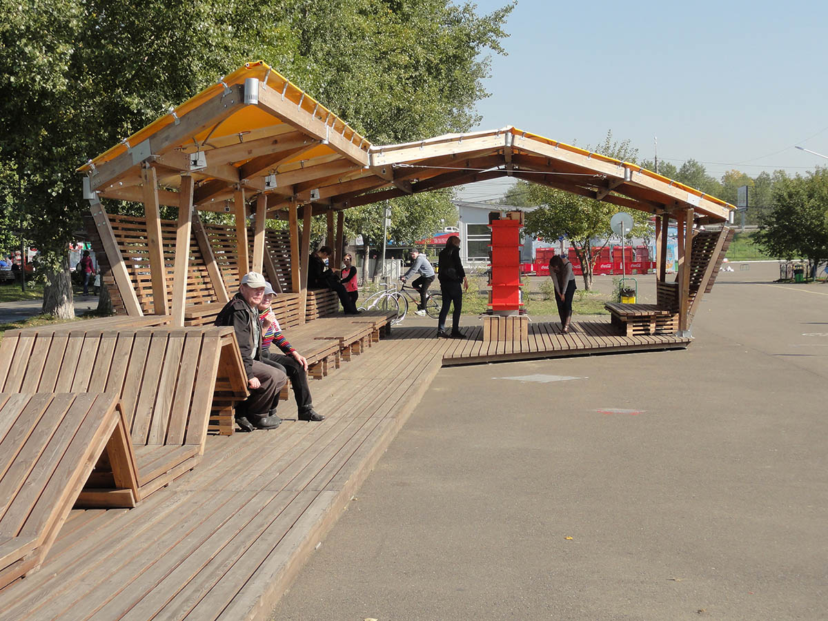 The riverside terrace on Tatyshev Island, Krasnoyarsk designed by OOO “ADM”