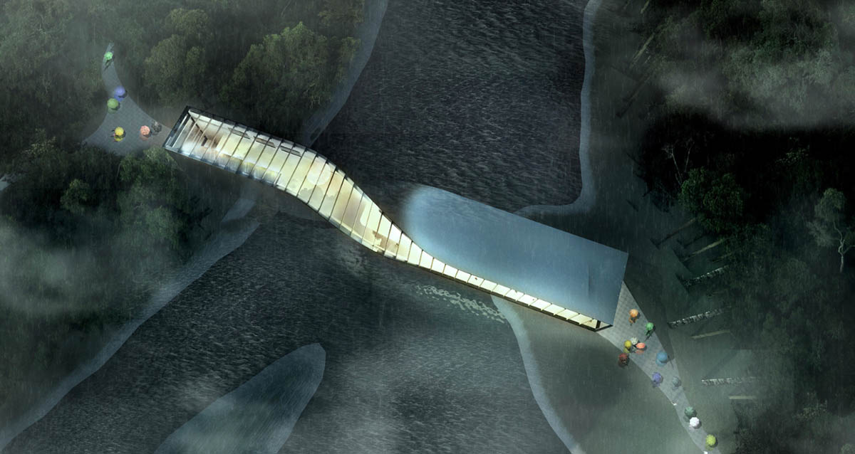 BIG proposes new Kistefos Museum that acts as a second bridge in the dramatic landscape of Kistefos