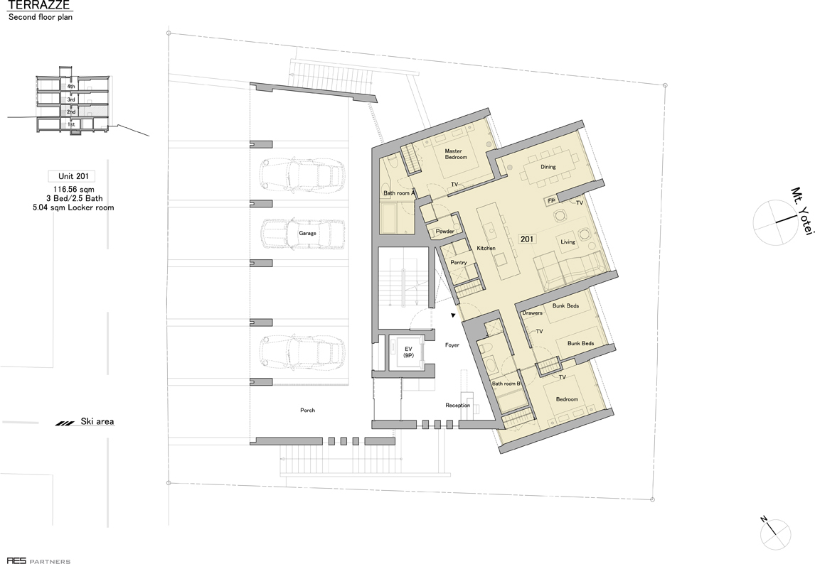 Terrazze Niseko frames a beautiful view on the Annupuri mountains designed by AE5 Partners