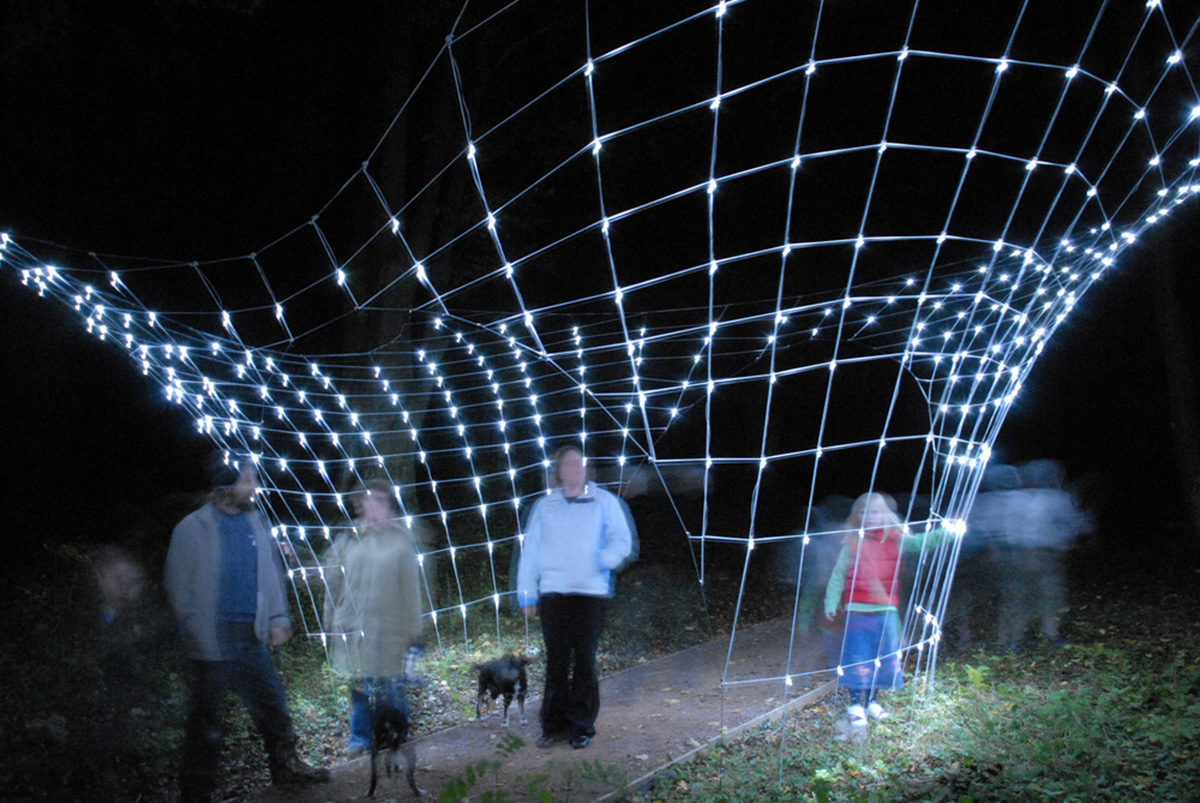 Resonet creates a web structure from LED modules for Beijing Design Week