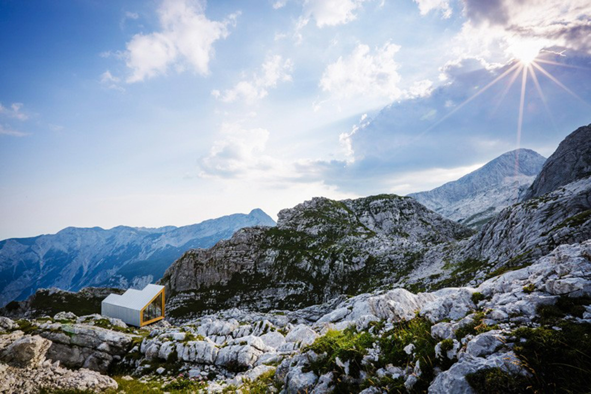 Alpine Shelter for Mountain Hikers on Skuta Mountain in Slovenia