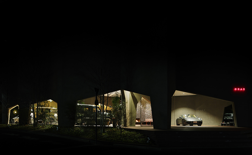 Hexagon Shape Graz provides maximum areas for car showroom by Hiroshi Nakamura&NAP