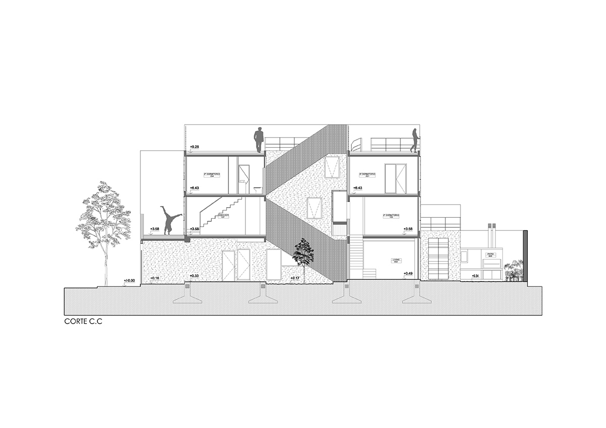 Two Houses Conde represented with various connections in its context designed by HM Architects