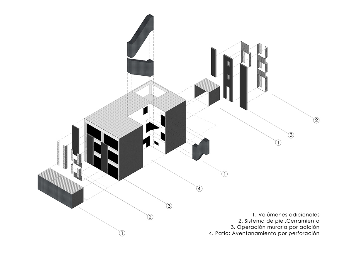 Two Houses Conde represented with various connections in its context designed by HM Architects