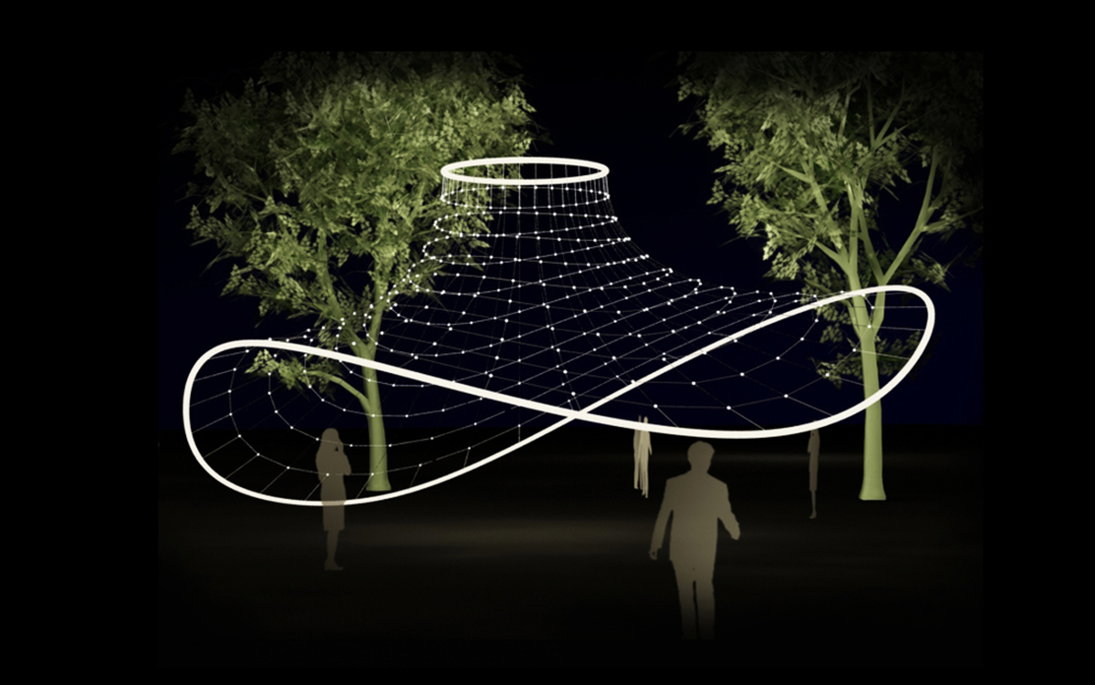 Resonet creates a web structure from LED modules for Beijing Design Week