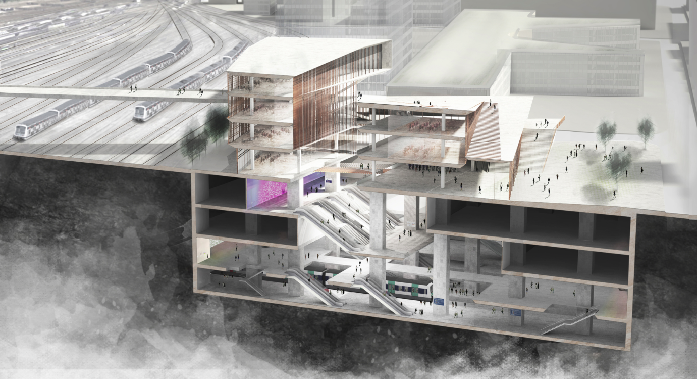 Kengo Kuma reveals Saint-Denis Pleyel Emblematic Train Station