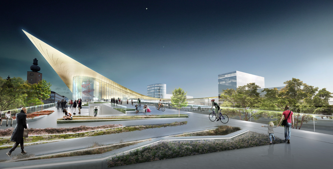 BIG, with Tyrens &Kragh & Berglund has unveiled the proposal for Vasteras Travel Center