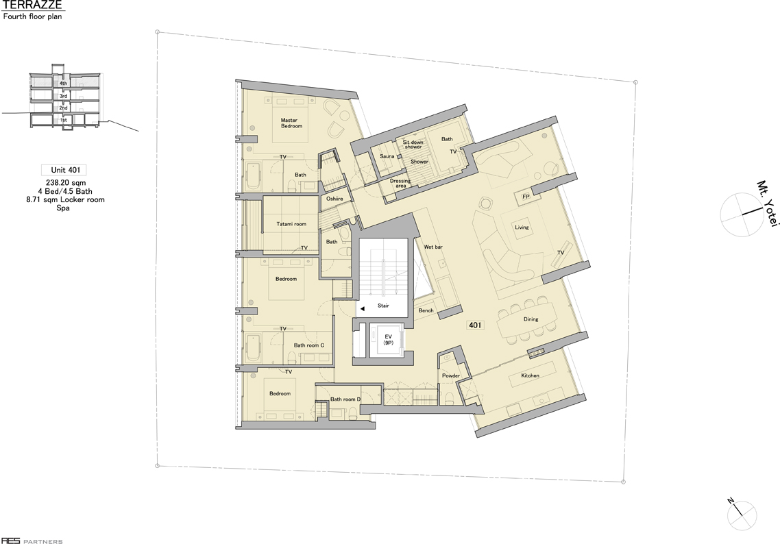Terrazze Niseko frames a beautiful view on the Annupuri mountains designed by AE5 Partners
