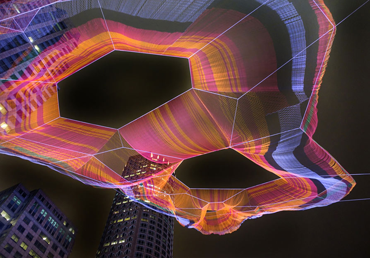 Janet Echelman suspended a monumental sculpture on Boston&rsquo;s Rose Kennedy Greenway