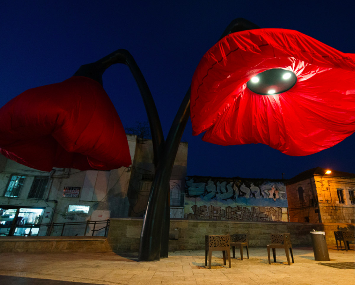 HQ Architects puts four giant flowers in the heart of Jerusalem