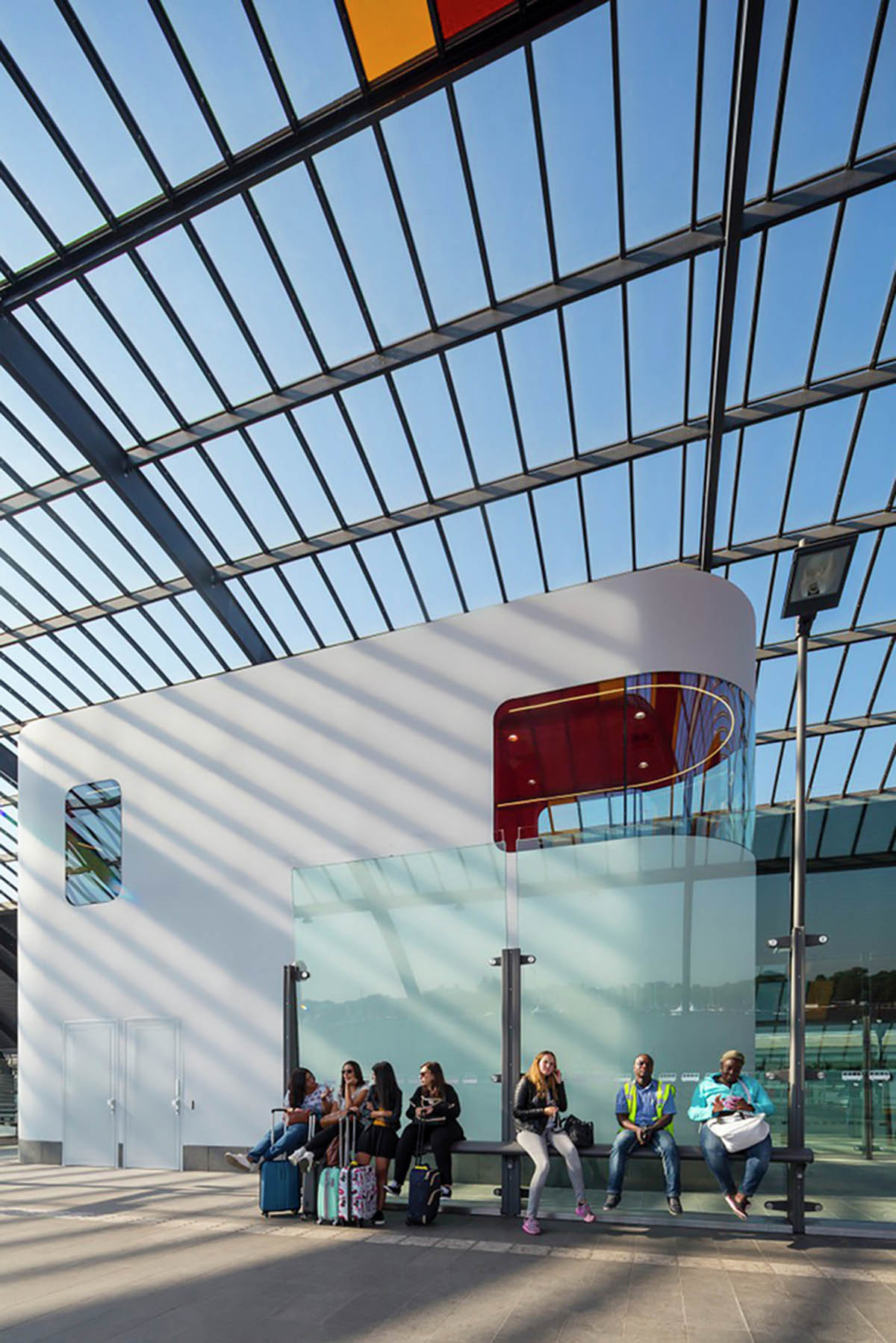 This white bus drivers building cares about drivers&rsquo; privacy installed at Amsterdam Central