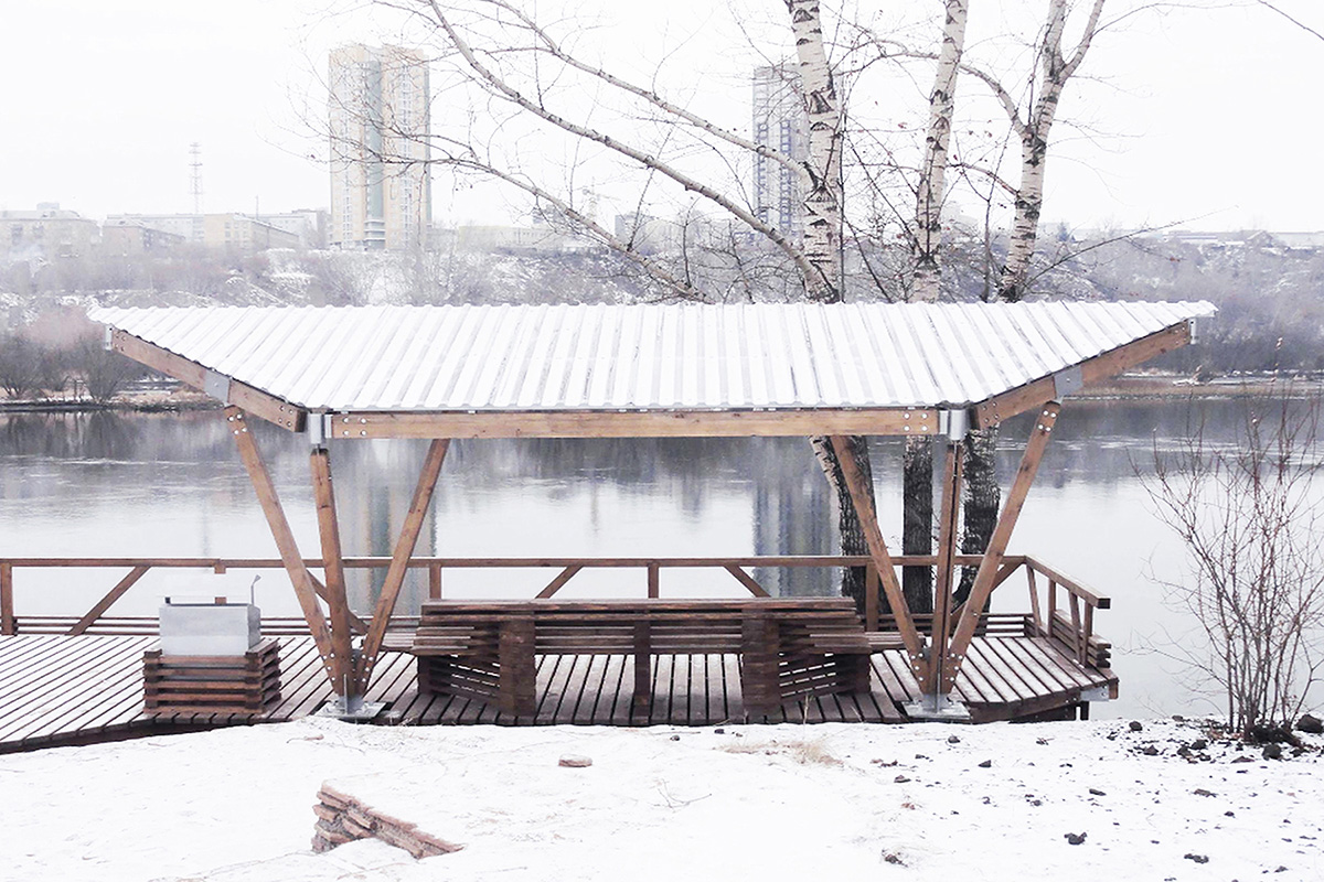 The riverside terrace on Tatyshev Island, Krasnoyarsk designed by OOO “ADM”
