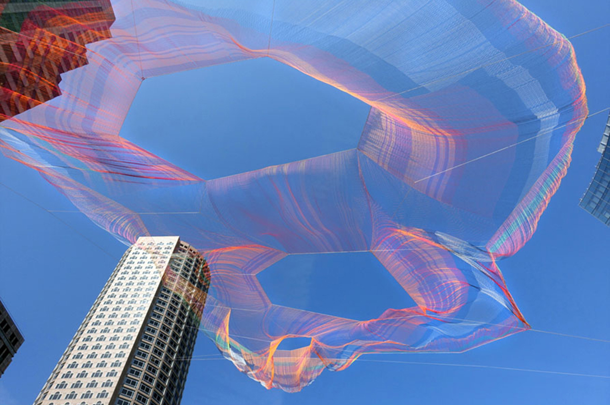 Janet Echelman suspended a monumental sculpture on Boston&rsquo;s Rose Kennedy Greenway