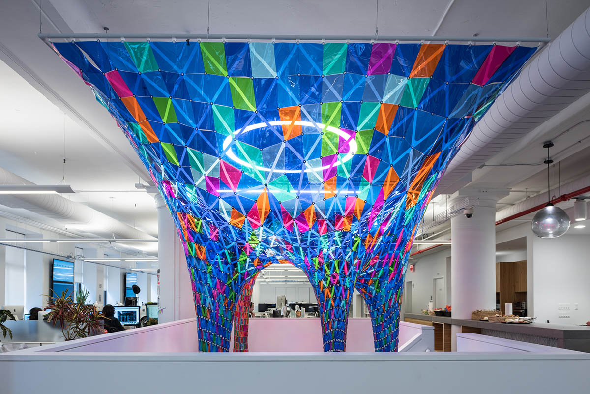 SOFTlab designs a percolating 3D stained glass installation for Behance New York office