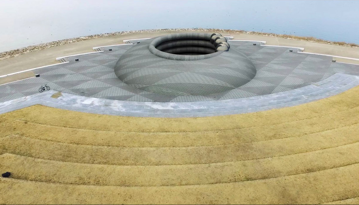 AUJIK reveals the first CGI/drone test over deconstruction of architectural objects