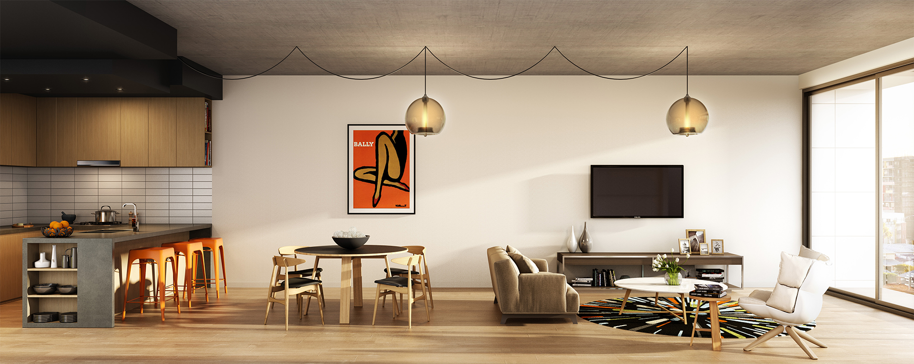 KUD Architects designed a multi-residential building with extended bold-bulge balconies