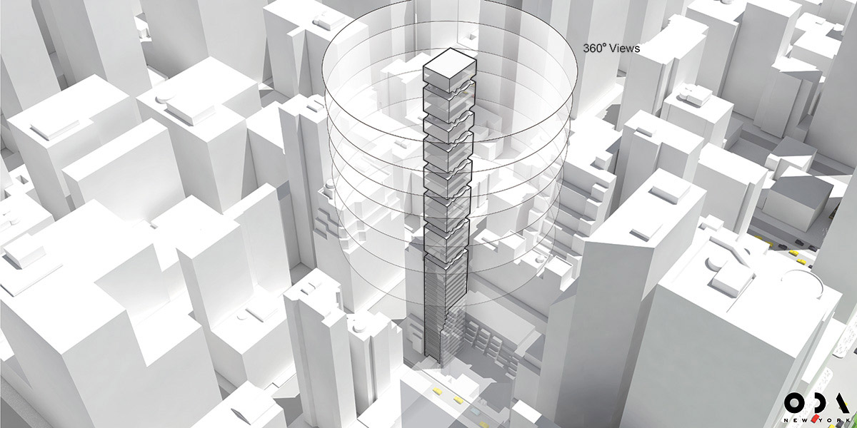 ODA NY proposes an ultra-slender tower that provides wider green spaces with its sculptural gardens