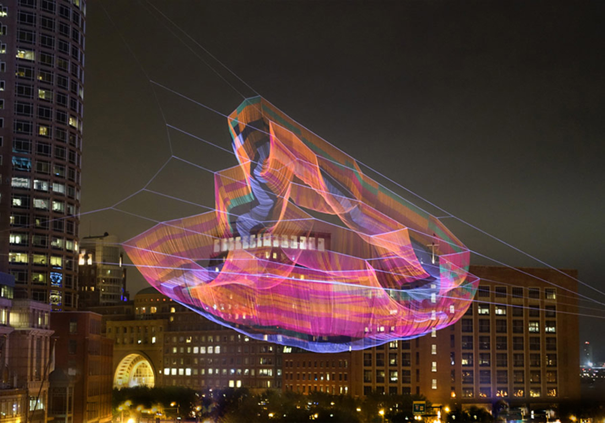 Janet Echelman suspended a monumental sculpture on Boston&rsquo;s Rose Kennedy Greenway