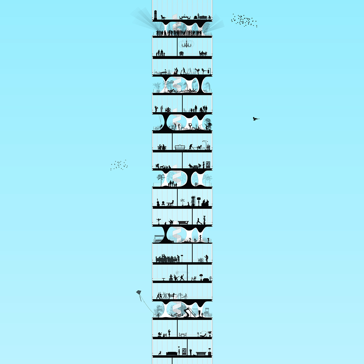 ODA NY proposes an ultra-slender tower that provides wider green spaces with its sculptural gardens