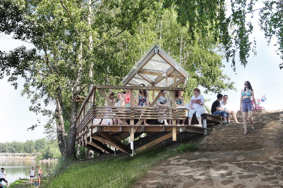 The riverside terrace on Tatyshev Island, Krasnoyarsk designed by OOO “ADM”