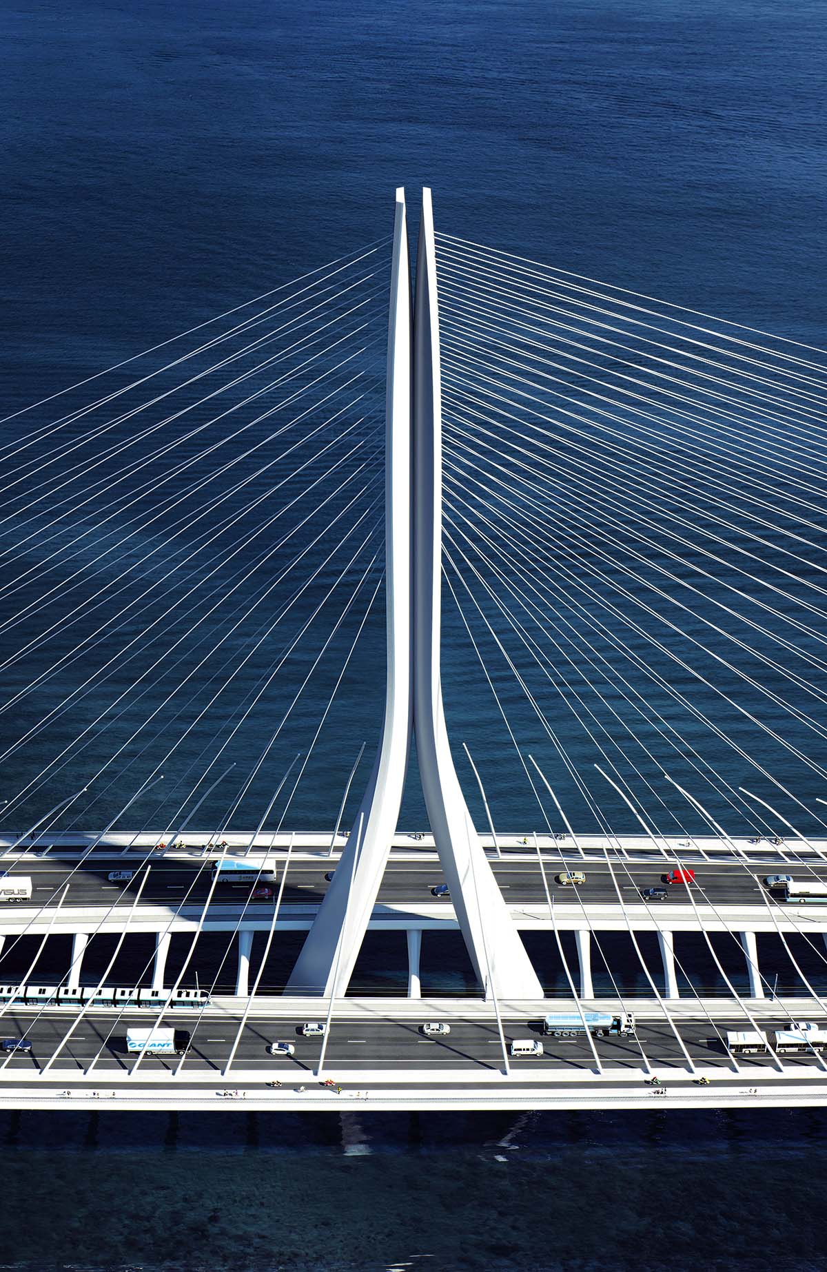Zaha Hadid reveals new helical cable-stayed Danjiang Bridge in Taiwan