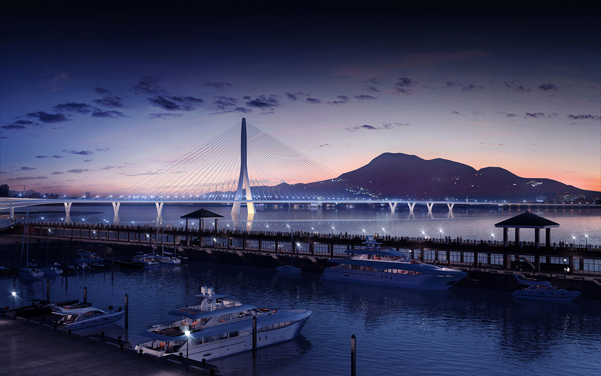 Zaha Hadid reveals new helical cable-stayed Danjiang Bridge in Taiwan