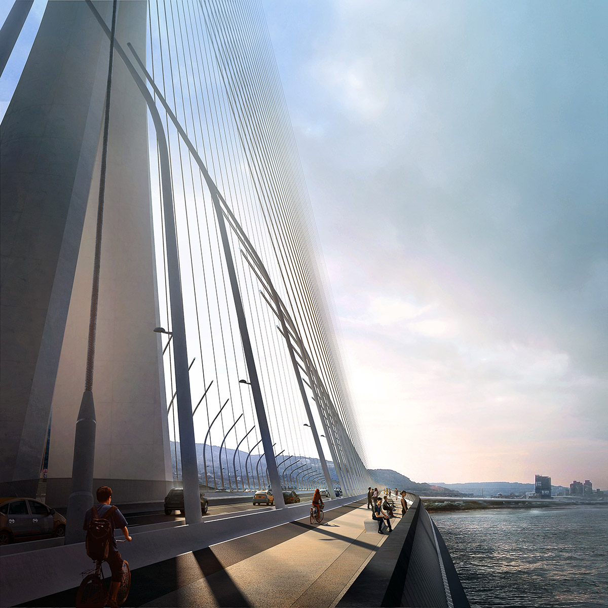 Zaha Hadid reveals new helical cable-stayed Danjiang Bridge in Taiwan