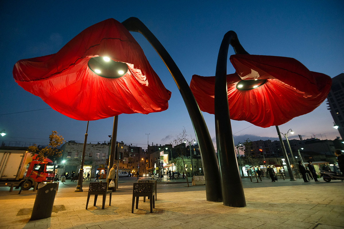 HQ Architects puts four giant flowers in the heart of Jerusalem