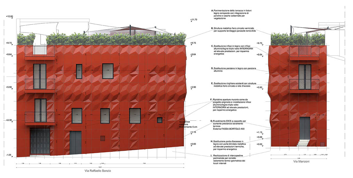 GG-Loop designs a vivid, wavy red facade for Italy’s historic house