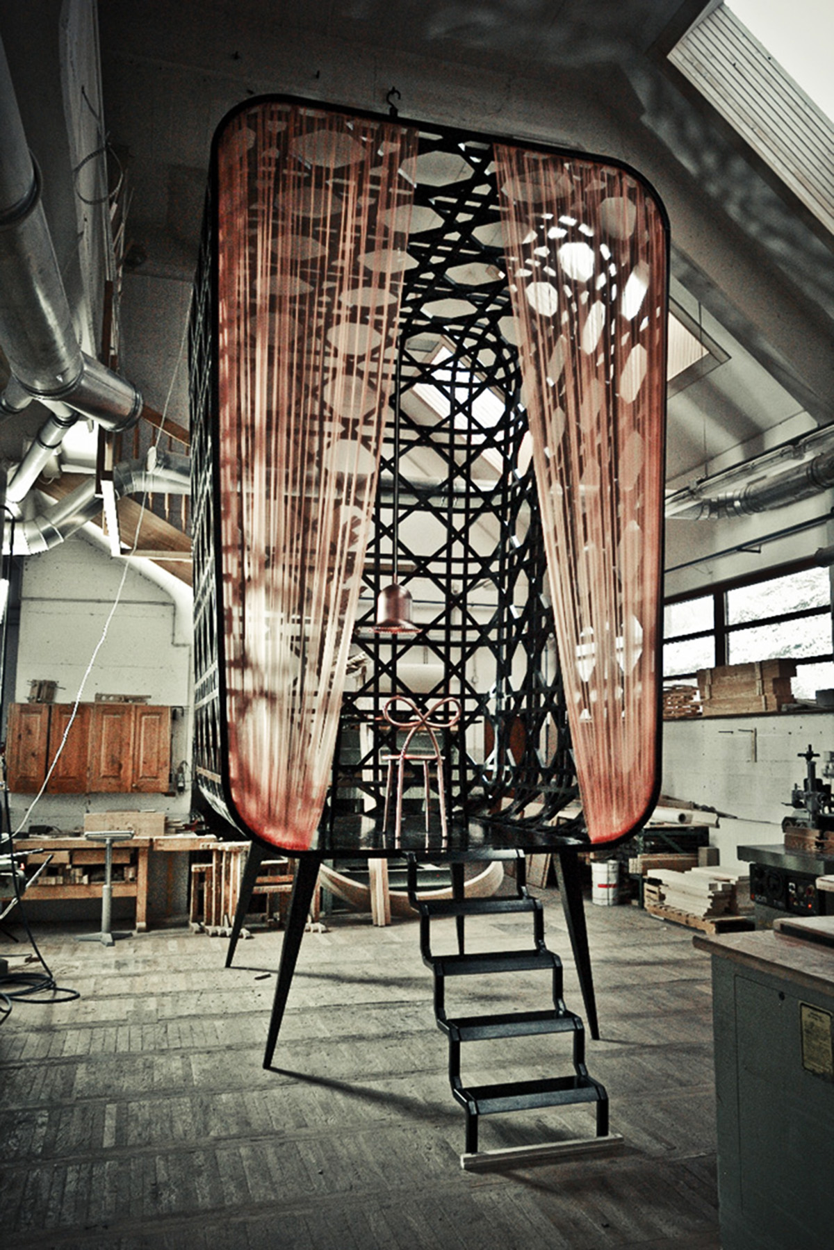 Nica Zupanc designed a transparent room which stands as a fashion object for Miss Dior