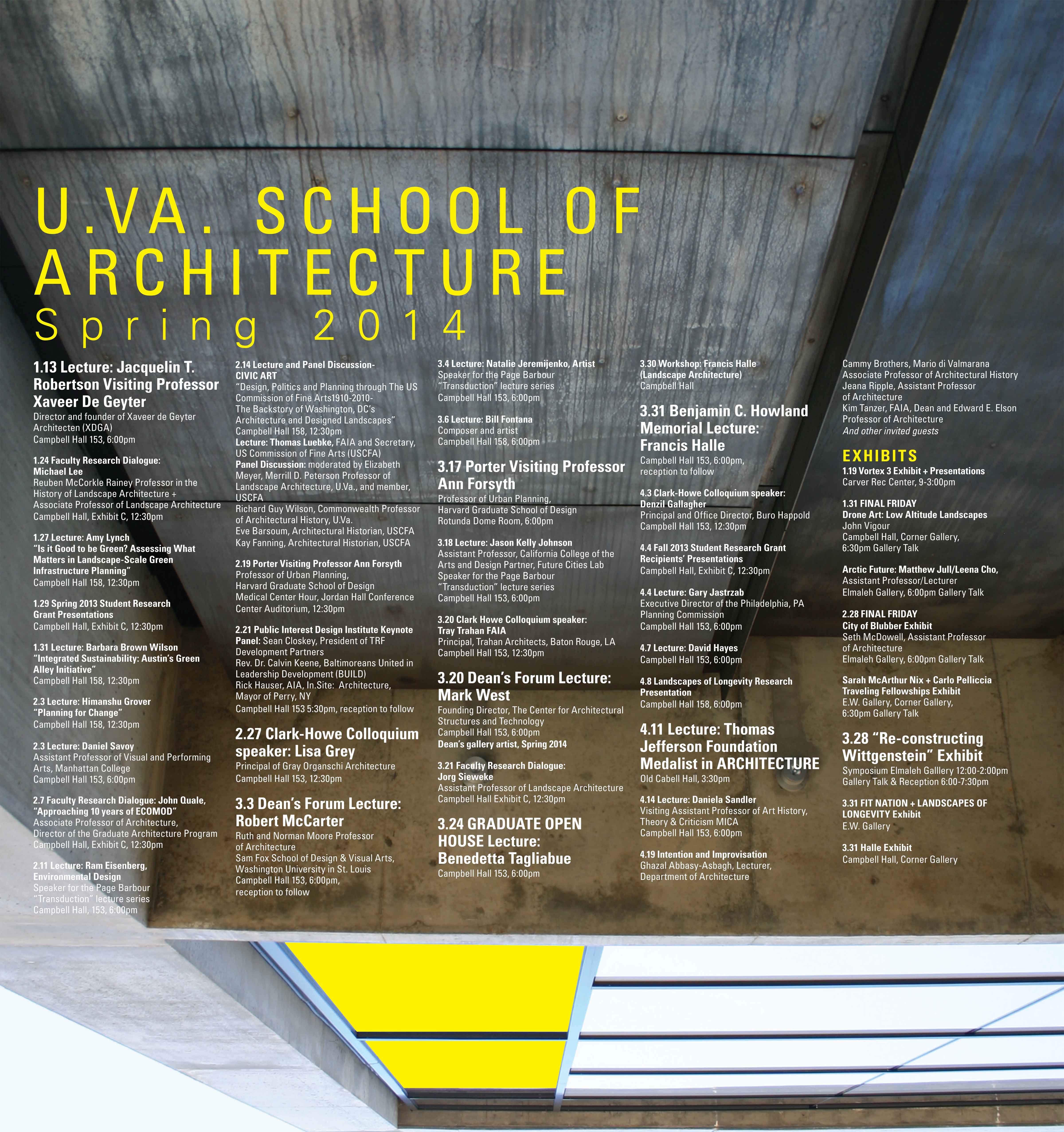 Spring 2014 Lectures | University of Virginia School of Architecture