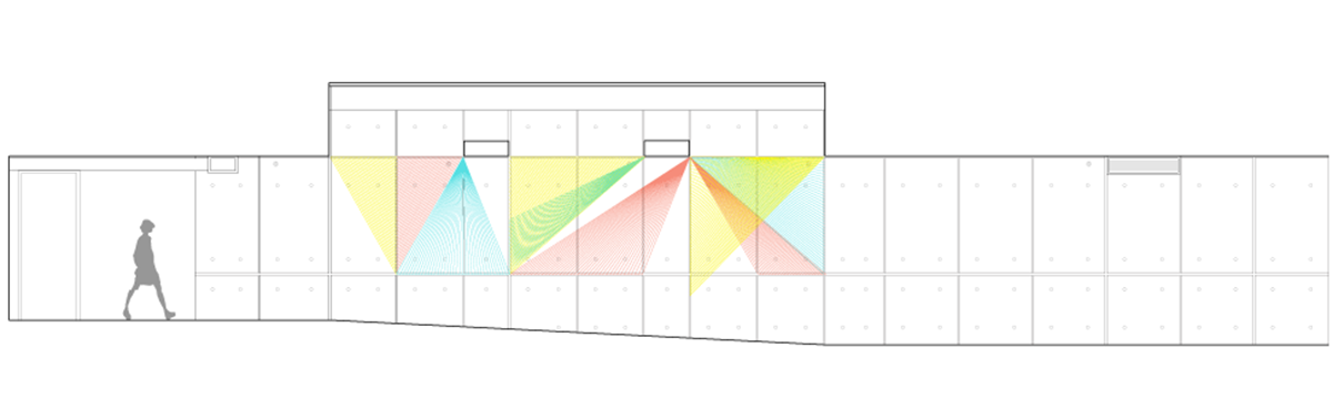 Inés Esnal covers concrete walls with colorful elastic colored ropes