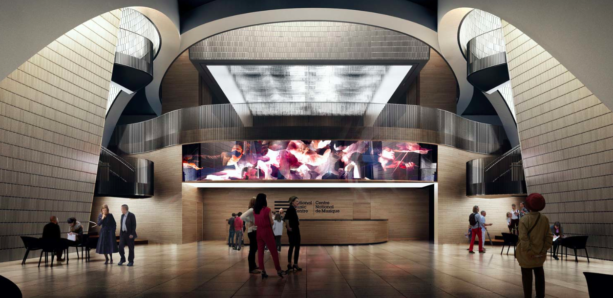 Final Beam raised into position at the National Music Centre