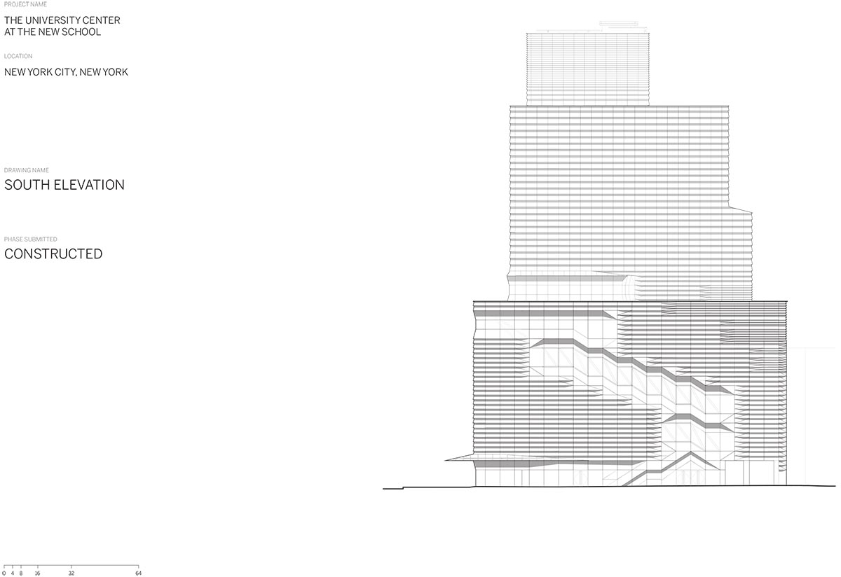 SOM&rsquo;s University Center in New York shows a very dramatic facade articulation with volumetric sizings