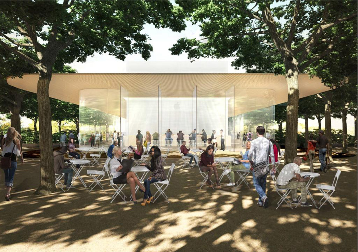 Apple invites all visitors to see the main building from the rooftop observation deck