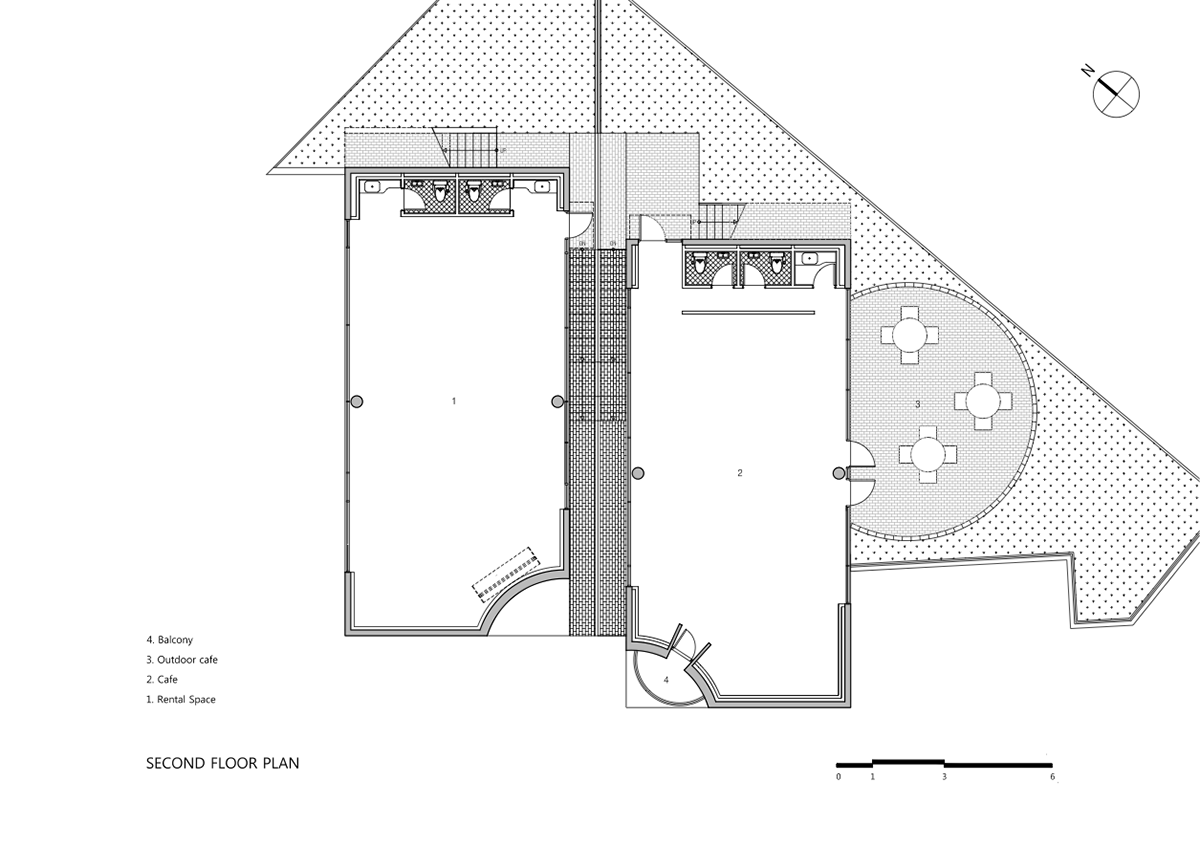 Moon Hoon Architects completed ’’Two Moon’’: a multi use building comprises two-segmented pieces