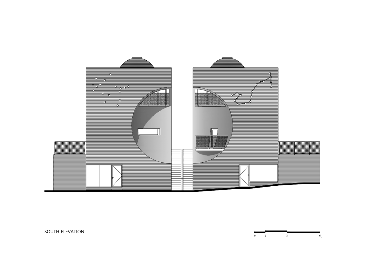 Moon Hoon Architects completed ’’Two Moon’’: a multi use building comprises two-segmented pieces