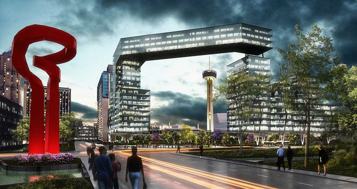 A new futuristic hotel revealed with one image by Gomez Vazquez International for Hemisfair