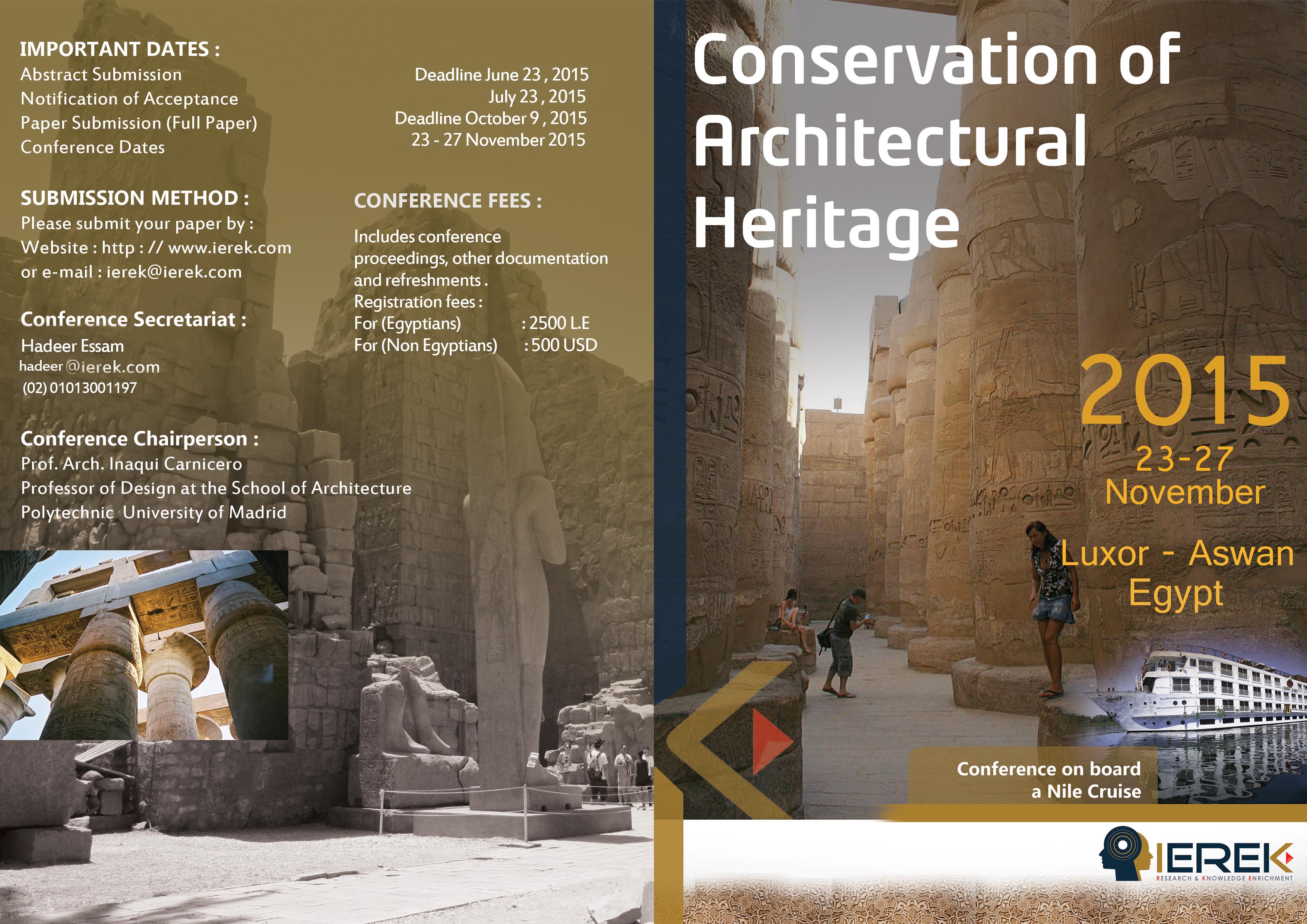 Call for PapersConservation Of Architectural Heritage,(CAH)