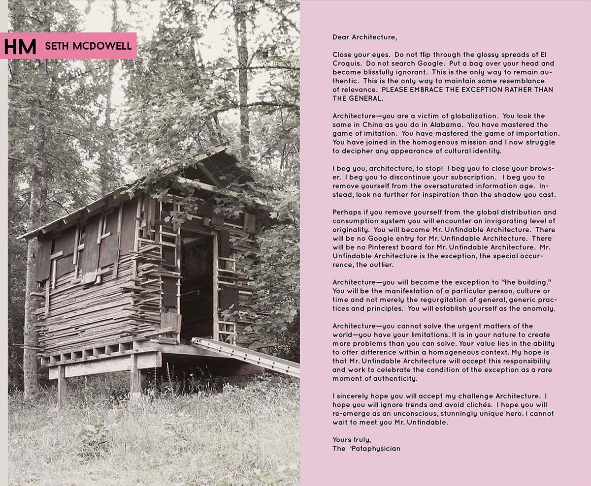 ’’Dear Architecture’’ Winners briefly touch upon many critical issues for architecture profession