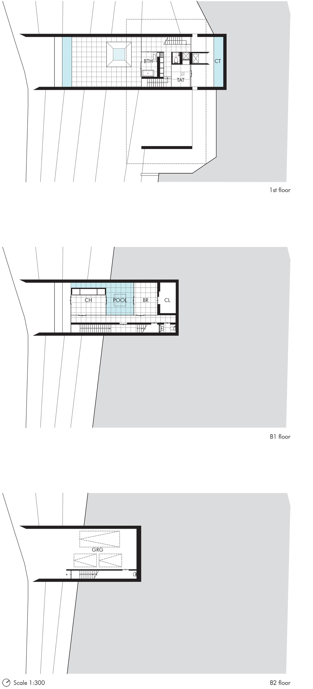 Ya-House creates vertical walls through sectional cuts of the material of concrete in  Hyogo