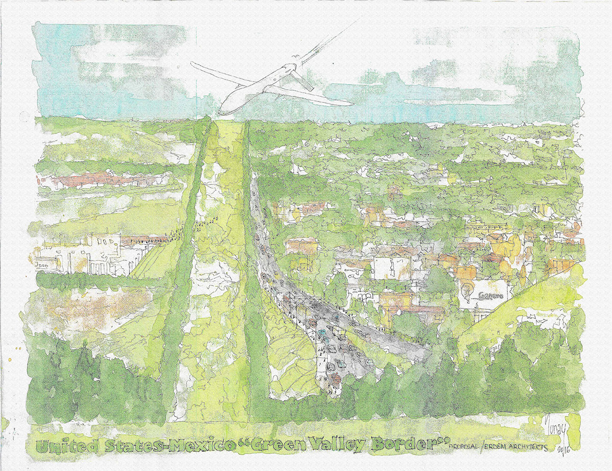 Erdem Architects envisioned Trump’s Mexican border wall as ’mega green-corridor’